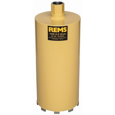 Rems – Couronne à sec diamantée D162x320 – Pour carottage jusqu'à Ø 202 mm – Segments soudés laser pour résistance élevée – Raccord UNC 1.¼"