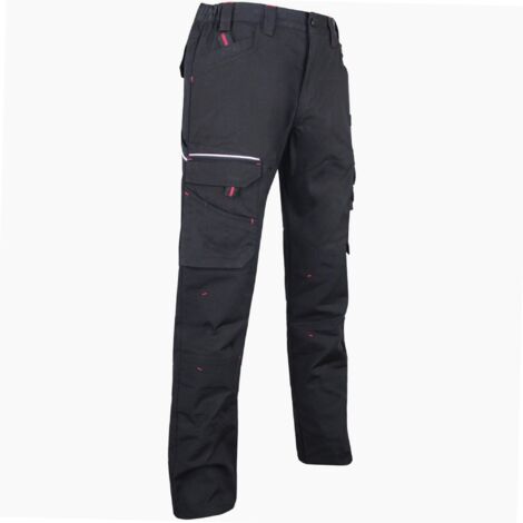 LMA – Pantalon de travail multipoches en tissu canvas noir – Composition 60% coton – Épaisseur 250 g/m² – Taille 44 – Accès facile aux outils