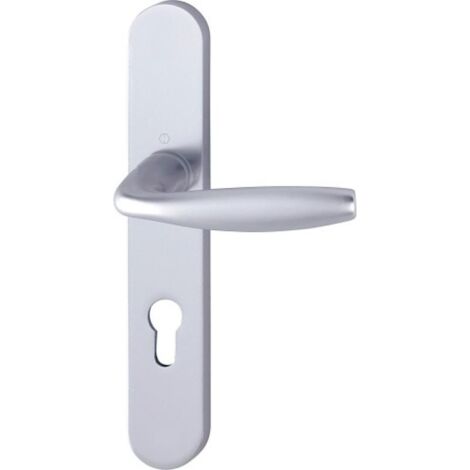 Ensemble de porte plaque large New york Clé i aspect inox F9 HOPPE - 1810/300M - 195mm - entr.7/70 C.7mm - 58/67 - 3281160