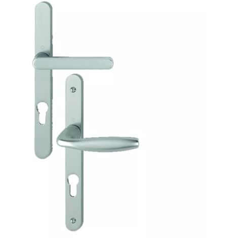 Hoppe – Ensemble de poignées de porte NEW YORK EA 70 – Plaque étroite – Aluminium anodisé argent – Entraxe 70 mm – Fixation visible M4