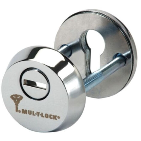 Mul-T-Lock – Rosace blindée nickel pour cylindre européen – Protection renforcée – Épaisseur de porte 45 à 55 mm – Fixation M5 (1/2)