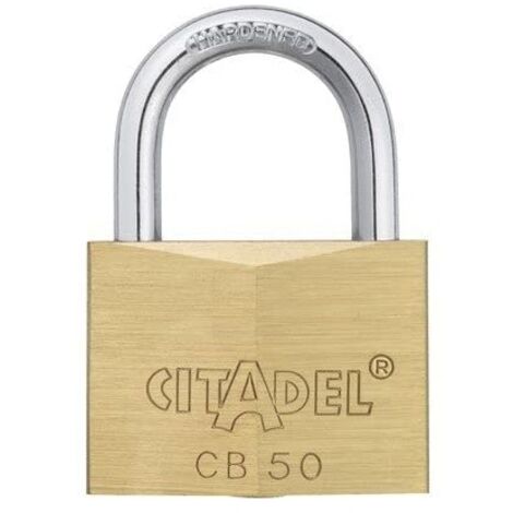 Abus – Cadenas à clé en laiton massif 50 mm – Anse en acier cémenté – Double verrouillage latéral – 2 clés en laiton nickelé – 23839