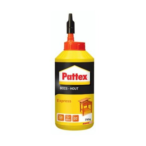 Pattex Bois Express, colle à bois à séchage rapide, colle vinylique pour montage, assemblage, placage ou contrecollage sur supports en bois, colle blanche, 750 g