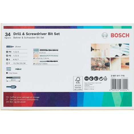 Bosch Professional 103 pièces Jeu de forets et d'embouts (pour le bois, la  pierre et le métal, accessoires outils de perçage et de vissage) :  : Bricolage