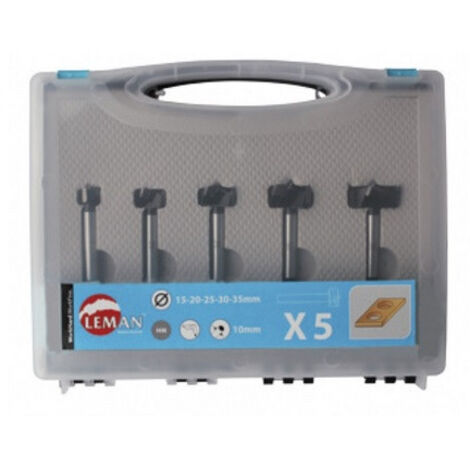 Leman – Coffret de 5 mèches à façonner carbure pour perçage précis – Diamètres 15 à 35 mm – Queue cylindrique 10 mm – Finition soignée