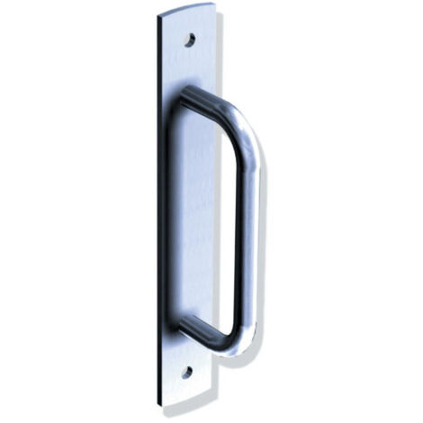 Mantion – Poignée en acier zingué 265 mm – Entraxe 225 mm – Finition argent – Pour portails bois, métal, PVC – Installation rapide en applique (1/4)