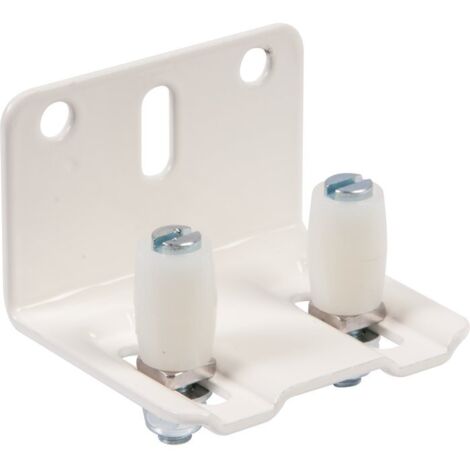 Mantion – Rail de porte coulissante 2 olives nylon – Équerre acier cataphorèse RAL9010 – Pour profil U 25 x 18 – Charge maximale 100kg (1/3)