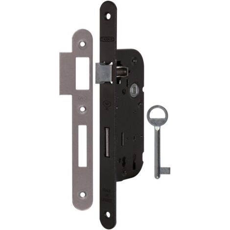 Thirard – Serrure à larder laqué noir à fouillot – Clé L – Axe 40 mm – Réversible pour portes de chambre – Pêne dormant renforcé