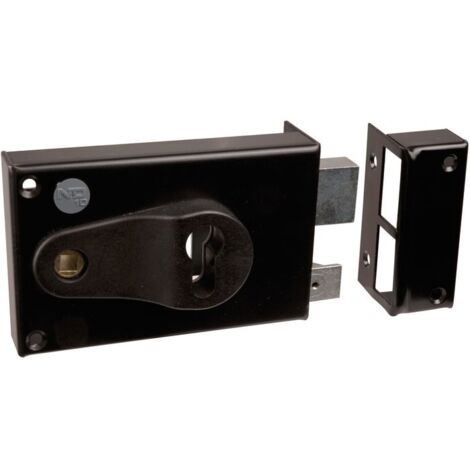 DOM – Serrure multipoint en applique noire droite à fouillot – Clé I – Axe de 52 à 70 mm – Pour portes jusqu'à 60 mm d'épaisseur (1/10)