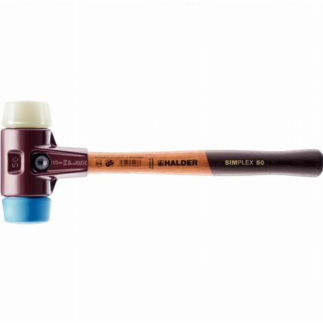 Maillet HALDER SIMPLEX TPE souple / nylon avec boîtier en fonte malléable et manche en bois - D=30 mm - 3018.030 (1/2)