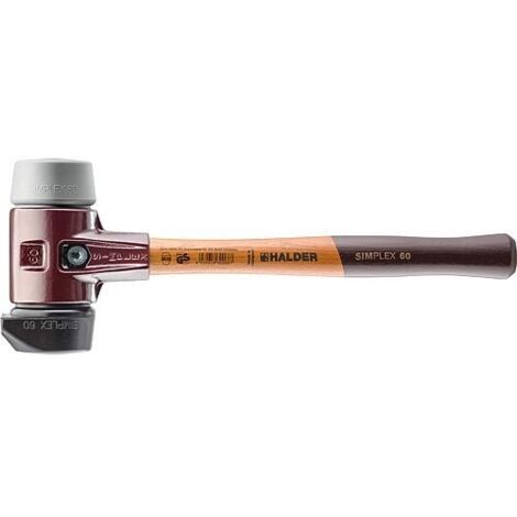 Halder – Maillet caoutchouc chargé avec pied intégré – TPE moyen – Boîtier fonte malléable – Manche bois ergonomique – D60mm