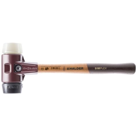Maillet à frappe amortie SIMPLEX L. 300 mm D. tête 30 mm mi-dur/dur bois caoutchouc noir/nylon blanc