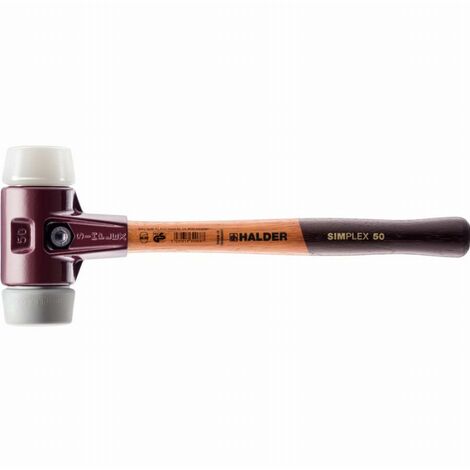 Maillet HALDER SIMPLEX TPE moyen / superplastique avec boîtier en fonte malléable et manche en bois - D=40 mm - 3037.040 (1/2)