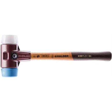 Maillet à frappe amortie SIMPLEX Longueur 330 mm Ø de la tête 40 mm tendre/semi-dur bois TPE-bleu tendre bleu/superplastique blan