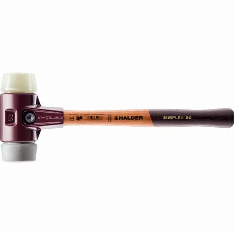 Maillet HALDER SIMPLEX TPE moyen / superplastique avec boîtier en fonte malléable et manche en bois - D=40 mm - 3038.040 (1/2)