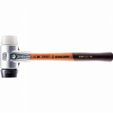 Maillet HALDER SIMPLEX Caoutchouc chargé / superplastique avec boîtier en aluminium et manche en bois - D=60 mm - 3127.060 (1/2)