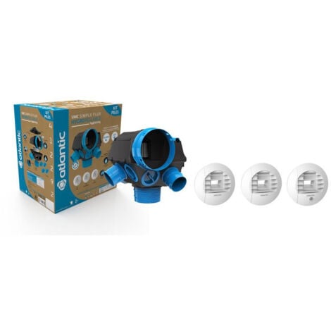 Kit VMC SF Hygrocosy hygroréglable 6 sanitaires - ATLANTIC - avec 3 bouches - 412292