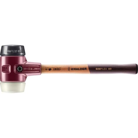 Marteau à panne perdue Halder SIMPLEX avec corps en fonte et manche en bois Ø 80 mm têtes caoutchouc / nylon - 3028.080