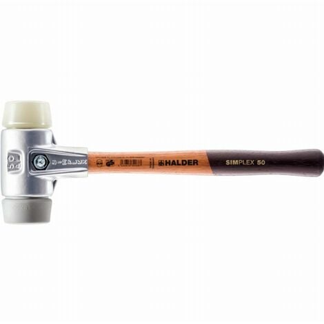 Maillet HALDER SIMPLEX TPE moyen / nylon avec boîtier en aluminium et manche en bois - D=40 mm - 3138.040