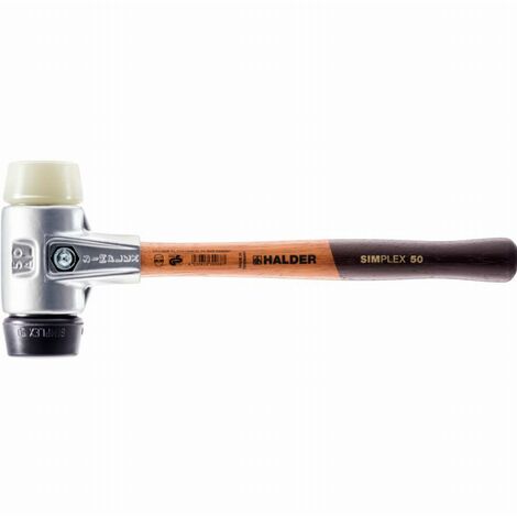 Maillet HALDER SIMPLEX Caoutchouc chargé / nylon avec boîtier en aluminium et manche en bois - D=40 mm - 3128.040