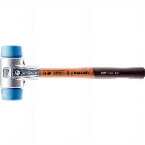 Maillet HALDER SIMPLEX TPE souple avec boîtier en aluminium et manche en bois - D=50 mm - 3101.050 (1/2)