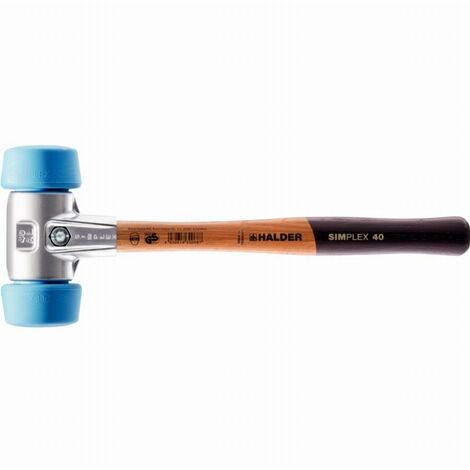 Maillet HALDER SIMPLEX TPE souple avec boîtier en aluminium et manche en bois de haute qualité - D=50 mm - 3101.051 (1/2)
