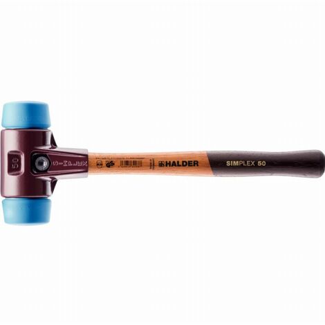 Maillet HALDER SIMPLEX TPE souple avec boîtier en fonte malléable et manche en bois - D=40 mm - 3001.040 (1/2)