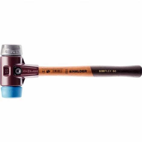 Maillet HALDER SIMPLEX TPE souple / métal doux avec boîtier en fonte malléable et manche en bois - D=40 mm - 3019.040 (1/2)