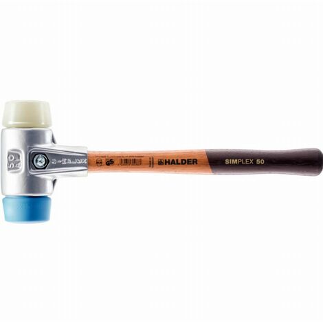 Maillet HALDER SIMPLEX TPE souple / nylon avec boîtier en aluminium et manche en bois - D=60 mm - 3118.060 (1/2)