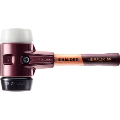 Maillet HALDER SIMPLEX Caoutchouc chargé / superplastique avec boîtier en fonte malléable et manche en bois - D=80 mm - Manche extra-court - 3027.082