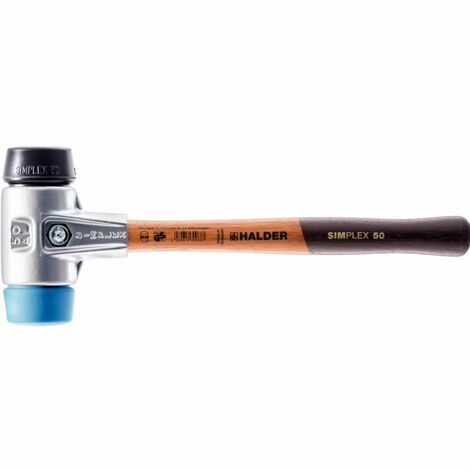 Maillet HALDER SIMPLEX TPE souple / TPE souple avec boîtier en aluminium et manche en bois - D=30 mm - 3112.030 (1/2)