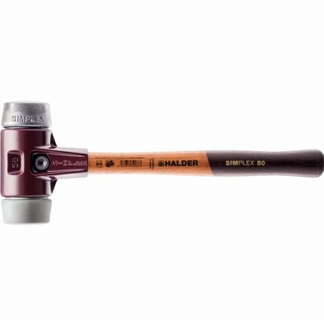 Maillet HALDER SIMPLEX TPE moyen / métal doux avec boîtier en fonte malléable et manche en bois - D=30 mm - 3039.030 (1/2)