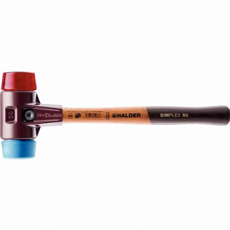 Maillet HALDER SIMPLEX TPE souple / plastique avec boîtier en fonte malléable et manche en bois - D=30 mm - 3016.030 (1/2)