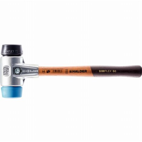 Maillet HALDER SIMPLEX TPE souple / TPE souple avec boîtier en aluminium et manche en bois - D=50 mm - 3112.050 (1/2)