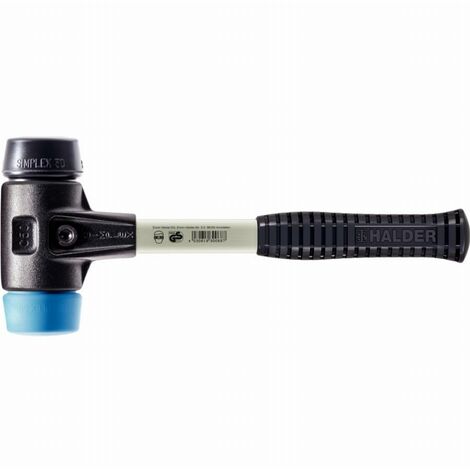Maillet HALDER SIMPLEX TPE souple / métal doux avec boîtier en fonte malléable renforcée et manche en fibre de verre - D=60 mm - 3712.060 (1/2)