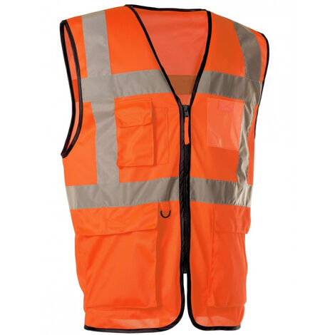 Gilet Haute visibilité Orange Multi-poches SINGER - T.S - GARO01 (1/3)