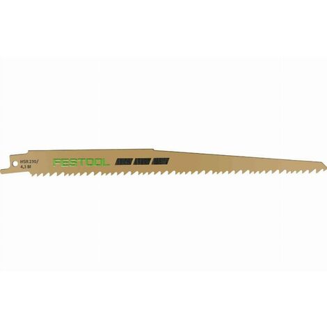Festool – Lame de scie sabre 230 mm – Lot de 5 pièces – Pour bois avec clous – Dents croisées pour coupes rapides – Bi-métal résistant à l'usure (1/2)