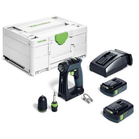 Festool – Perceuse-visseuse sans fil 18V avec 2 batteries 3.0Ah – Moteur EC-TEC sans balai – Couple 40Nm pour perçage bois jusqu'à 35mm - CXS 18 C
