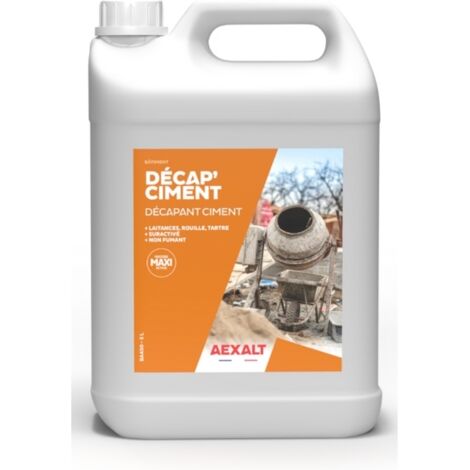 Aexalt – Décapant laitance ciment BA430 – 5L concentré pour nettoyage béton et ciment – Élimine tartre et oxydation – Ininflammable