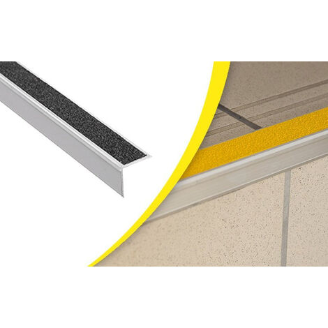 Nez de marche antidérapant noir 39x23mm – Aluminium et PVC – Longueur 3000mm pour sécuriser les escaliers – Wattelez - 810336N