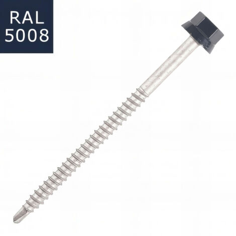 Vis bac acier SCELL-IT sommet nervuré Support bois - Ø6.3 x 100 mm - TH12 - Bleu gris RAL5008 - Sachet de 100 - ZTW-63100-5008