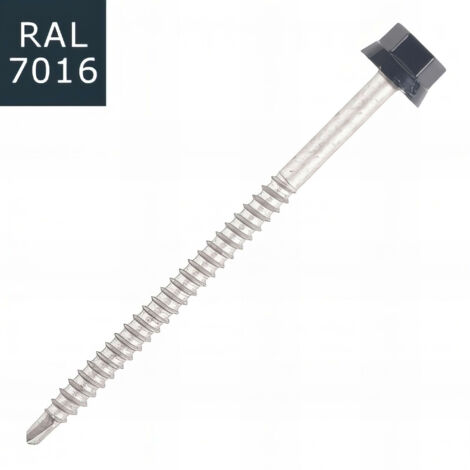 Vis bac acier SCELL-IT sommet nervuré Support bois - Ø6.3 x 180 mm - TH12 - Anthracite RAL7016 - Sachet de 100 - ZTW-63180-7016 (1/5)