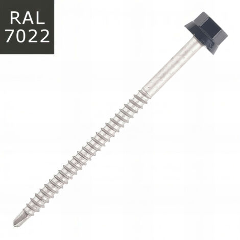 Vis bac acier SCELL-IT sommet nervuré Support bois - Ø6.3 x 100 mm - TH12 - Gris terre d'ombre RAL7022 - Sachet de 100 - ZTW-63100-7022