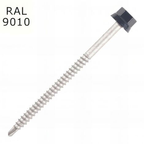 Vis bac acier SCELL-IT sommet nervuré Support bois - Ø6.3 x 150 mm - TH12 - Blanc RAL9010 - Sachet de 100 - ZTW-63150-9010