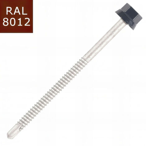 Vis bac acier SCELL-IT sommet nervuré Support métal ZED - Ø6.3 x 125 mm - TH12 - Brun rouge RAL8012 - Sachet de 100 - ZTZ-63125-8012 (1/5)