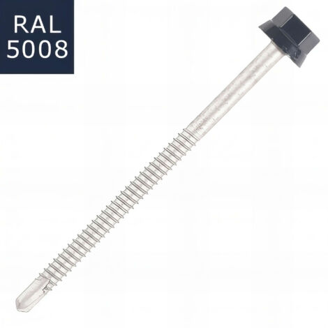 Vis bac acier SCELL-IT sommet nervuré Support métal ZED - Ø6.3 x 160 mm - TH12 - Bleu gris RAL5008 - Sachet de 100 - ZTZ-63160-5008 (1/5)