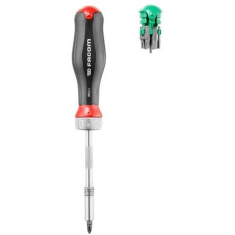 Facom – Tournevis à cliquet Protwist 15 embouts – Entraînement 6 pans 1/4' – Cliquet 45 dents pour vissage rapide et précis