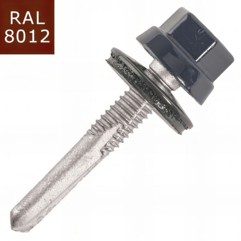 Vis bac acier SCELL-IT Plage métal ZED - Ø6.3 x 25 mm - TH12 - Brun rouge RAL8012 - Sachet de 100 - ZTZR-63025-8012 (1/5)