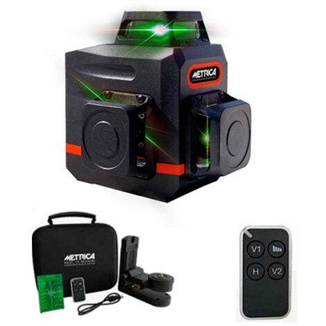 Metrica – Niveau automatique laser vert 3D – Portée 30 m avec récepteur 50 m – Précision ± 1,5 mm/5 m – 60845 (1/2)