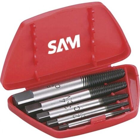 Sam Outillage – Coffret de 5 extracteurs hélicoïdaux pour vis cassées – Diamètre 3 à 18 mm – Matériau plastique – 761C5